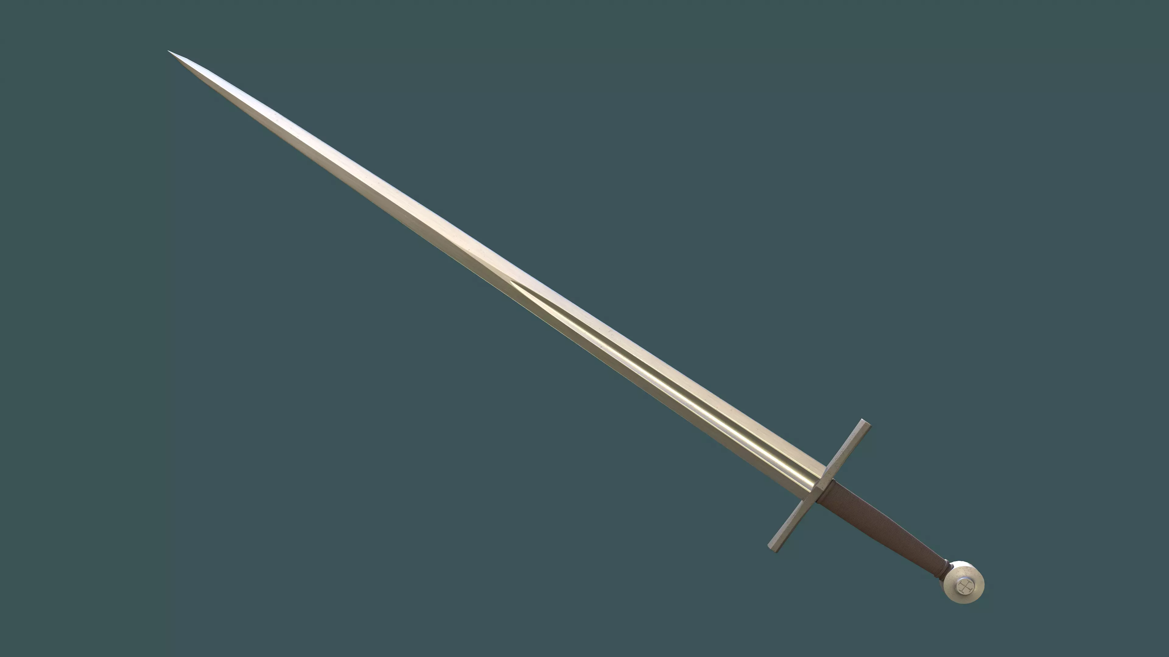 Albion Baron Medieval Sword PBR game ready Low-poly 3D model_0