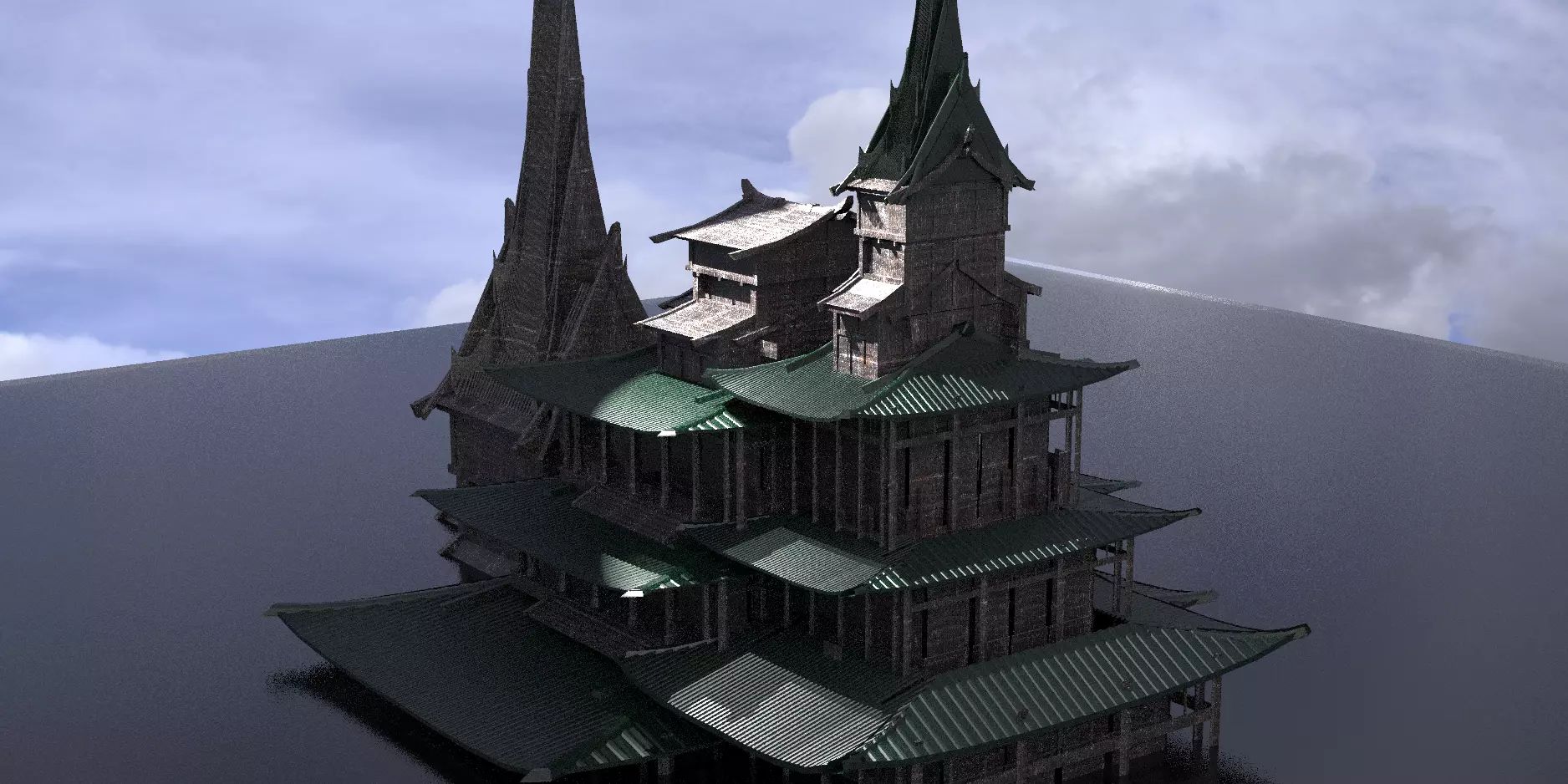 Japan Temple Ruin 4 3D model_0