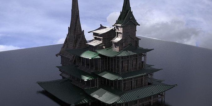 Japan Temple Ruin 4 3D model