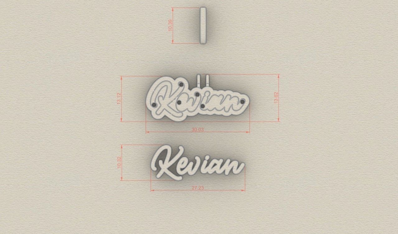 Model 728 Kevian Name Pendant 3D print model_10