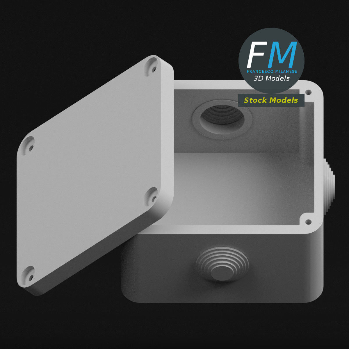 Square junction box 1 3D model_4
