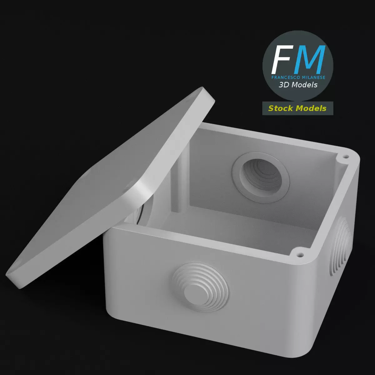 Square junction box 1 3D model_0
