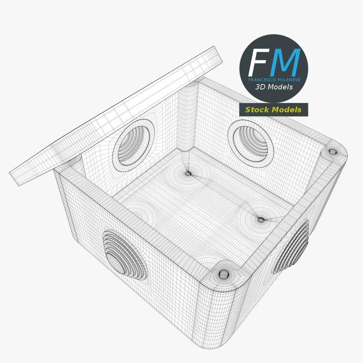 Square junction box 1 3D model_7