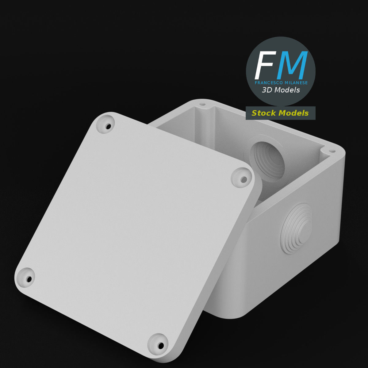 Square junction box 1 3D model_2