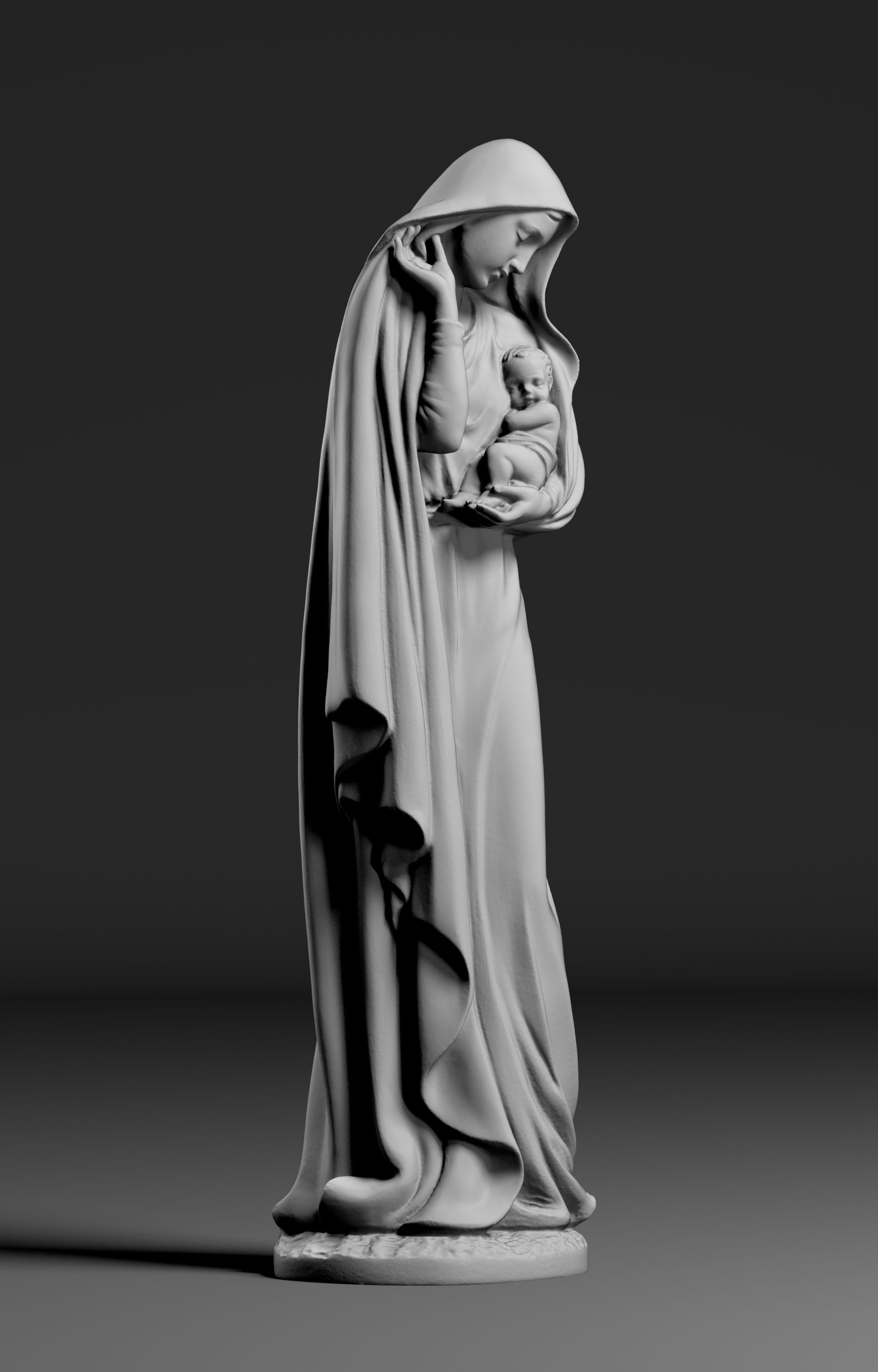 Virgin Mary and her boy child 3D print model_2