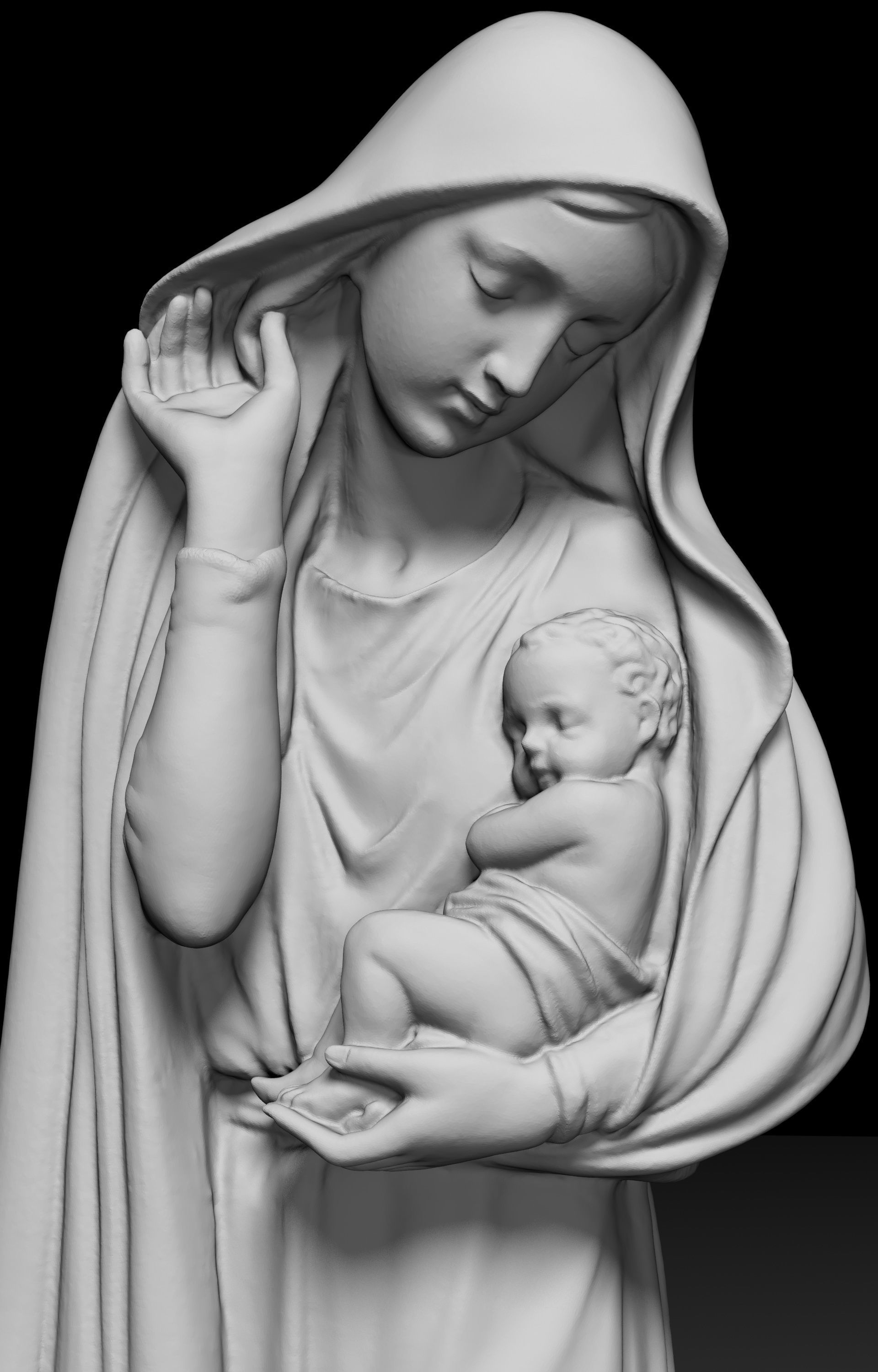 Virgin Mary and her boy child 3D print model_6