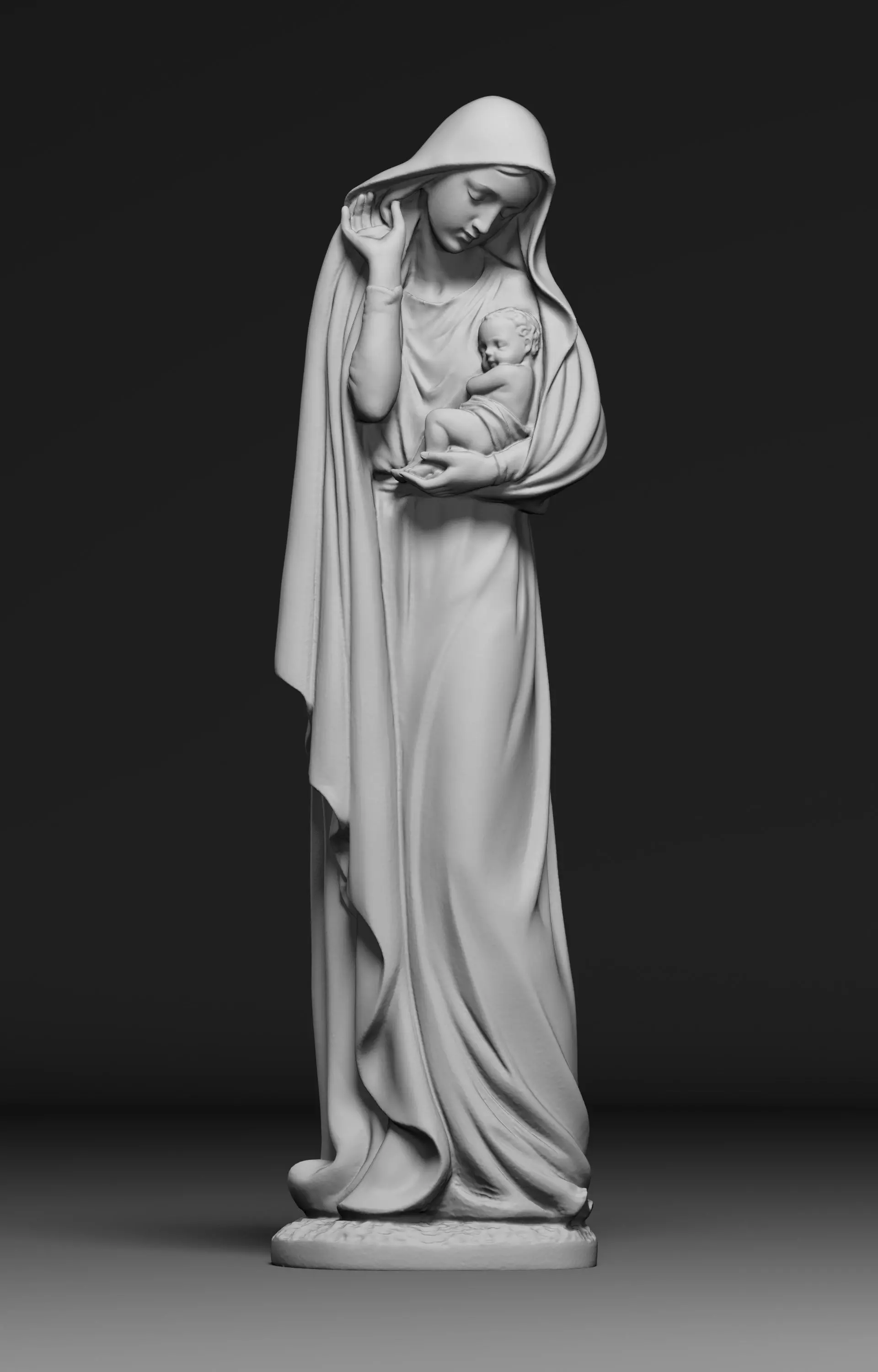 Virgin Mary and her boy child 3D print model_0