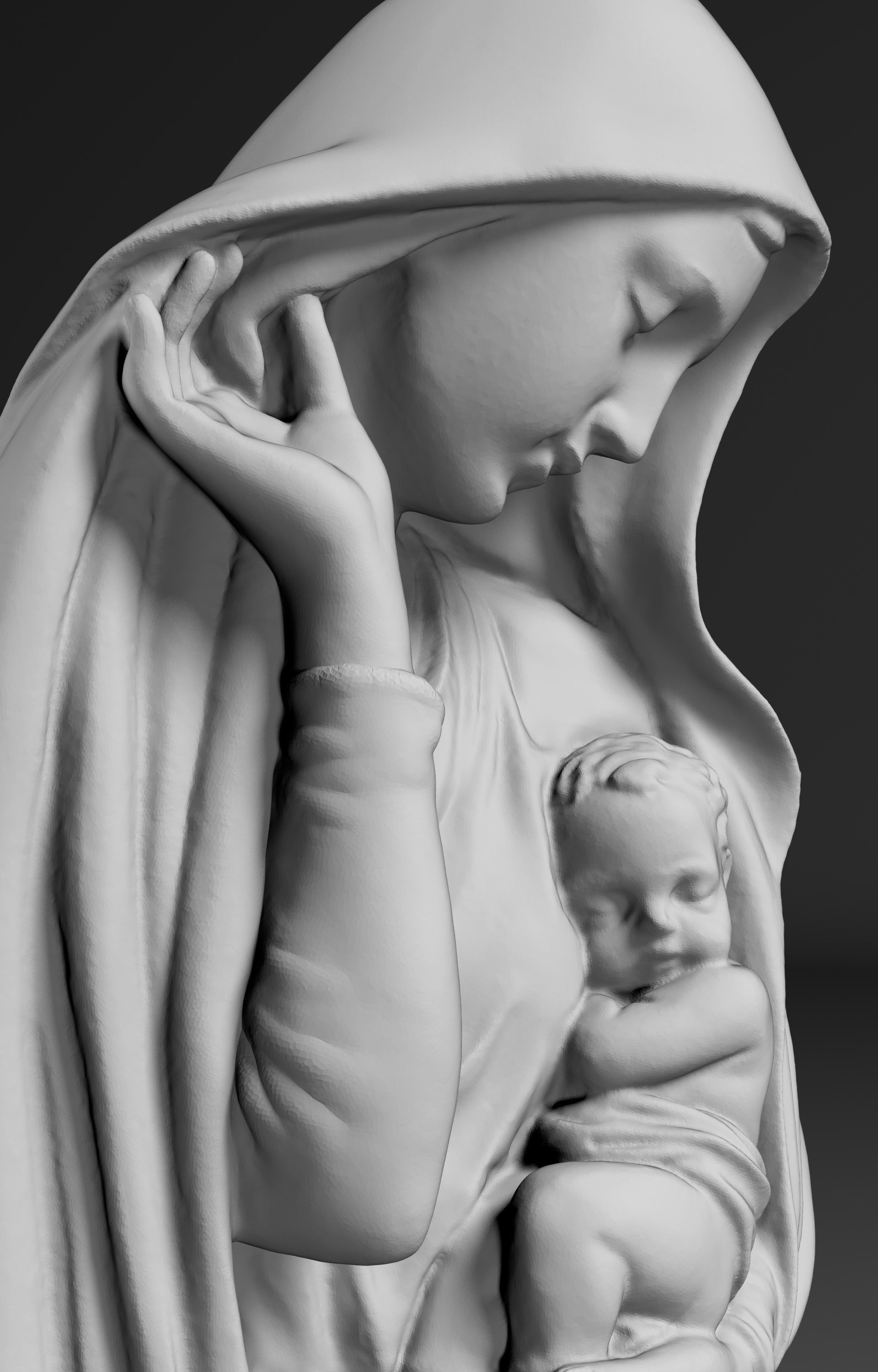 Virgin Mary and her boy child 3D print model_7