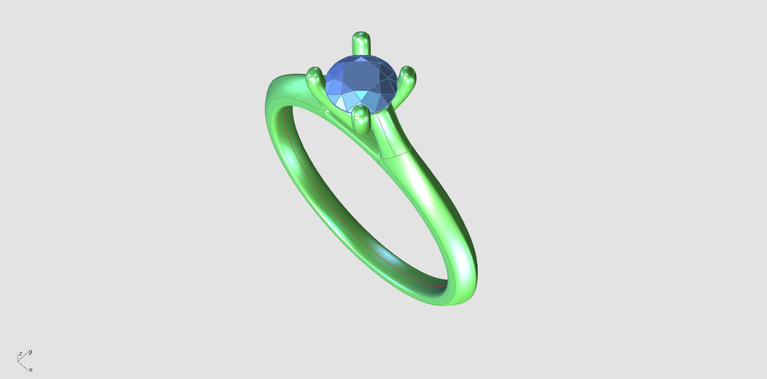 ZDR0157 solitaire diamond engagement ring gold 3D print model_5