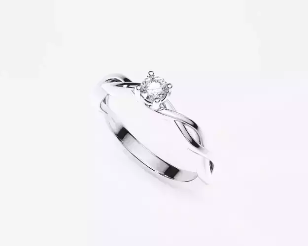 ZDR0158 engagement ring with diamond in center 3D print model