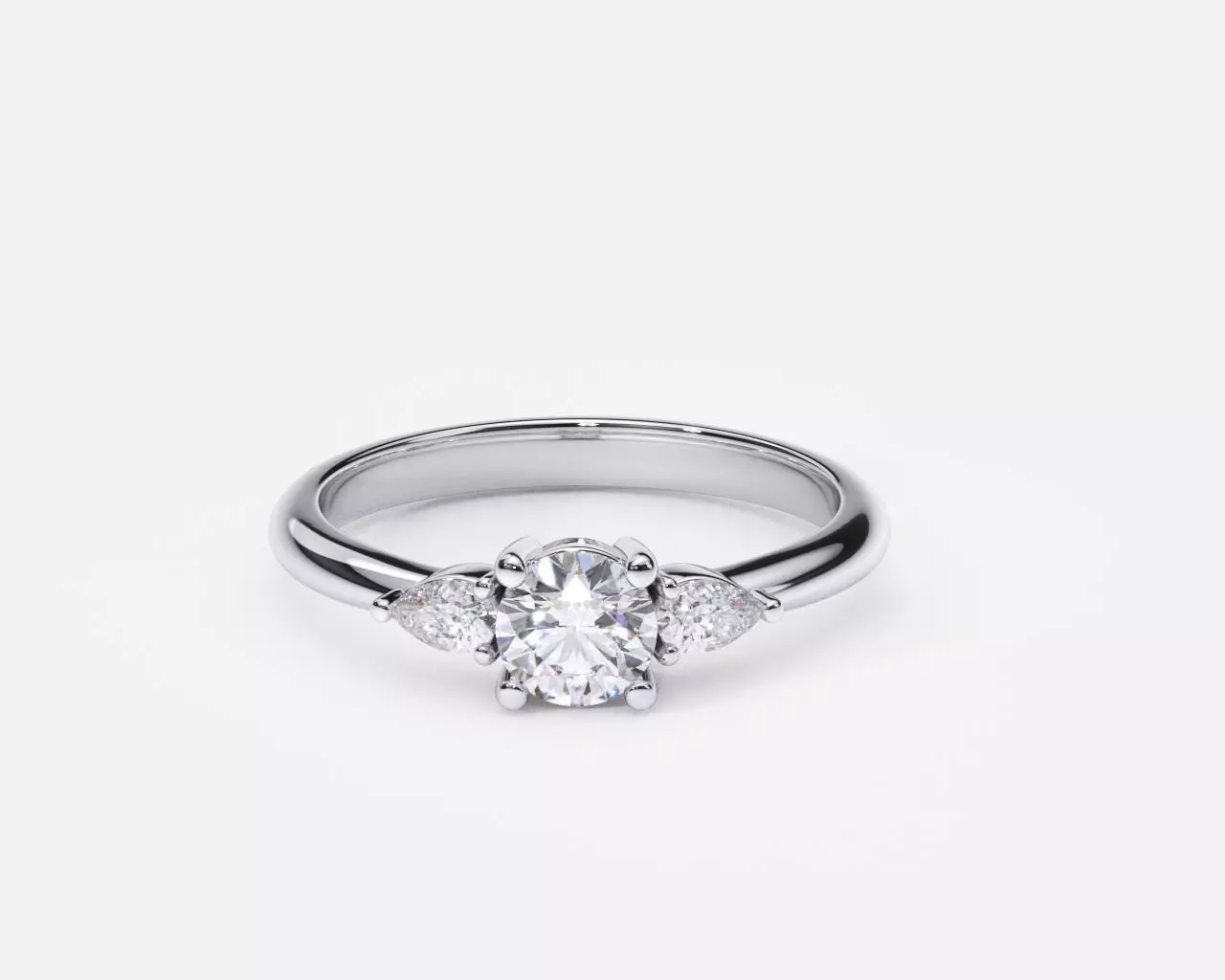 ZDR0167 three stone engagement ring gold 3D print model