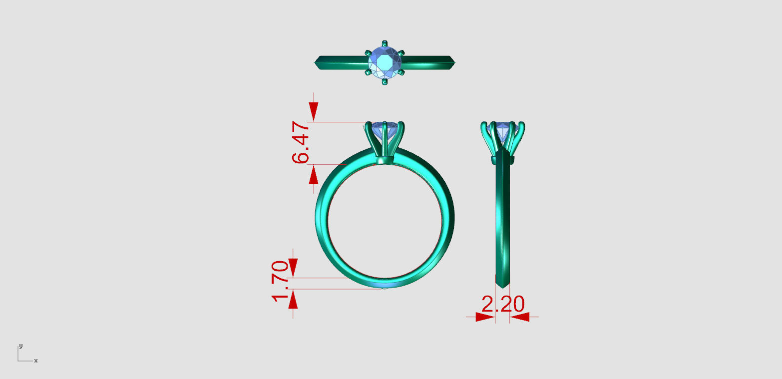 ZDR0168 solitaire diamond engagement ring gold 3D print model_5
