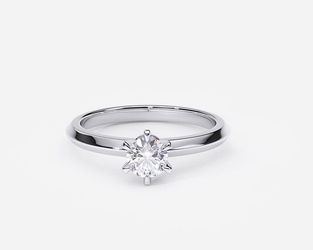 ZDR0168 solitaire diamond engagement ring gold 3D print model