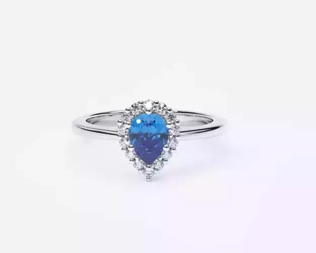 ZDR0170 pear shaped sapphire and diamond ring
