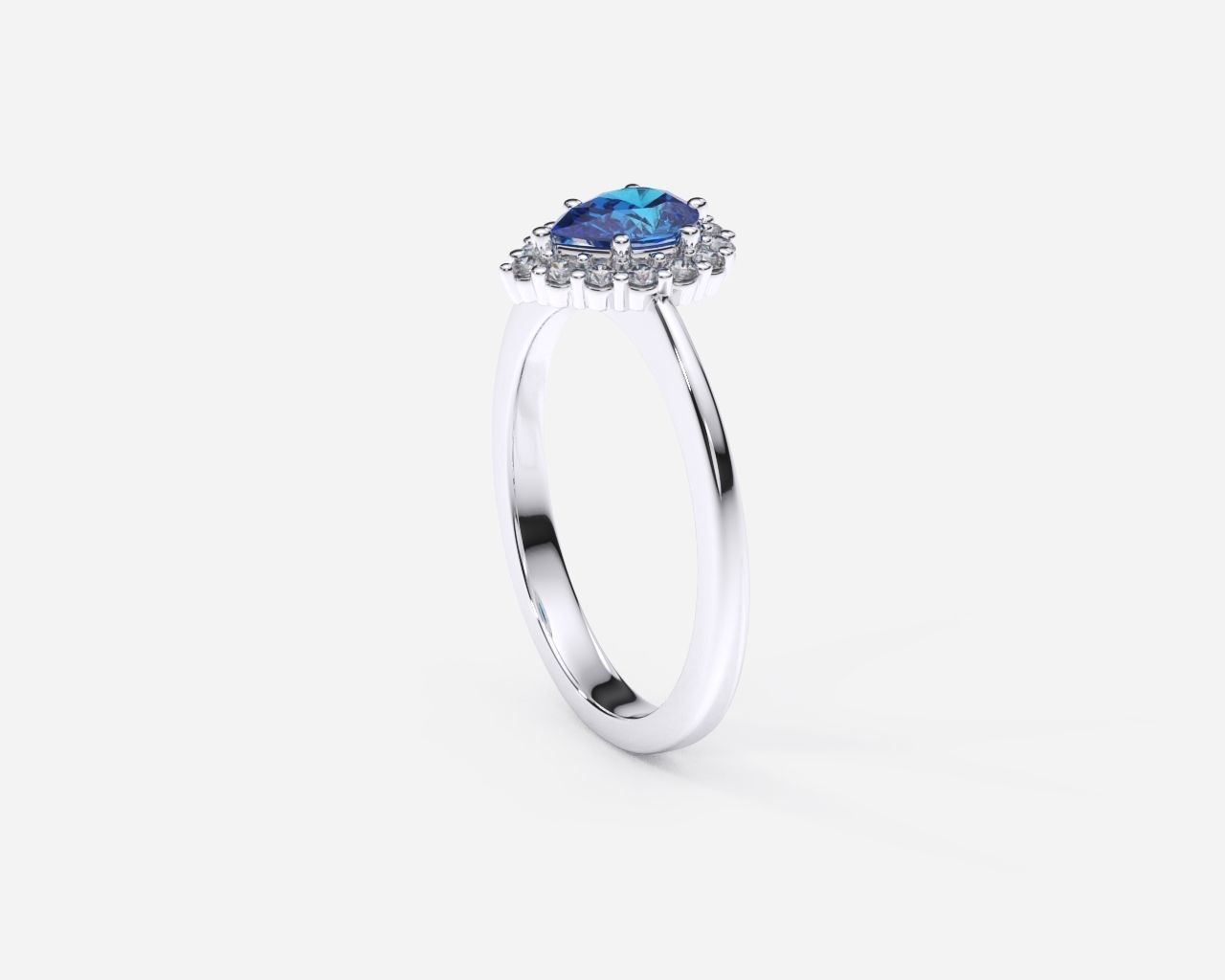 ZDR0170 pear shaped sapphire and diamond ring 3D print model_2