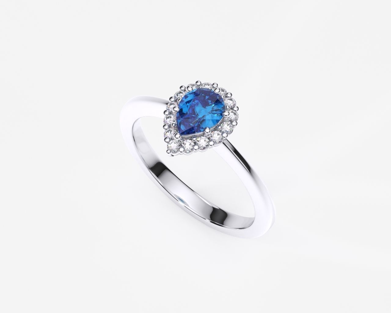 ZDR0170 pear shaped sapphire and diamond ring 3D print model_1