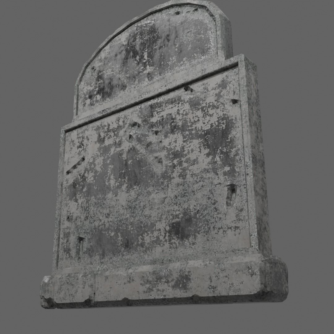 Simple grave stone blender V1 with 2 textures 3D model_8