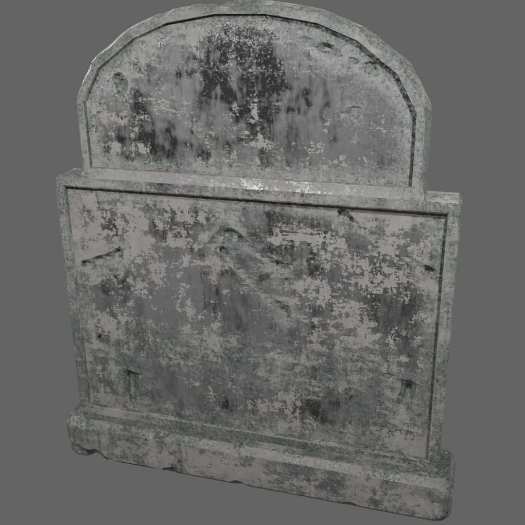 Simple grave stone blender V1 with 2 textures 3D model_10