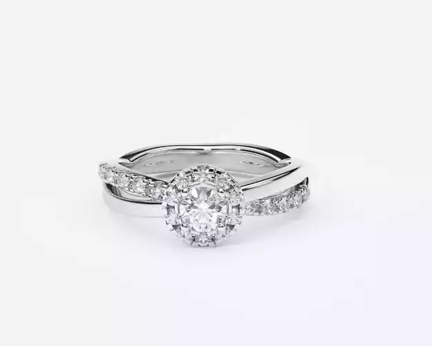 ZDR0172 halo diamond engagement ring gold