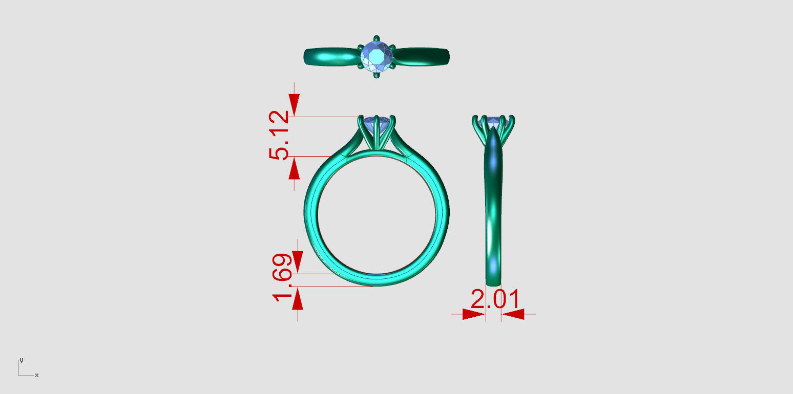 ZDR0177 engagement ring with diamond in center 3D print model_6
