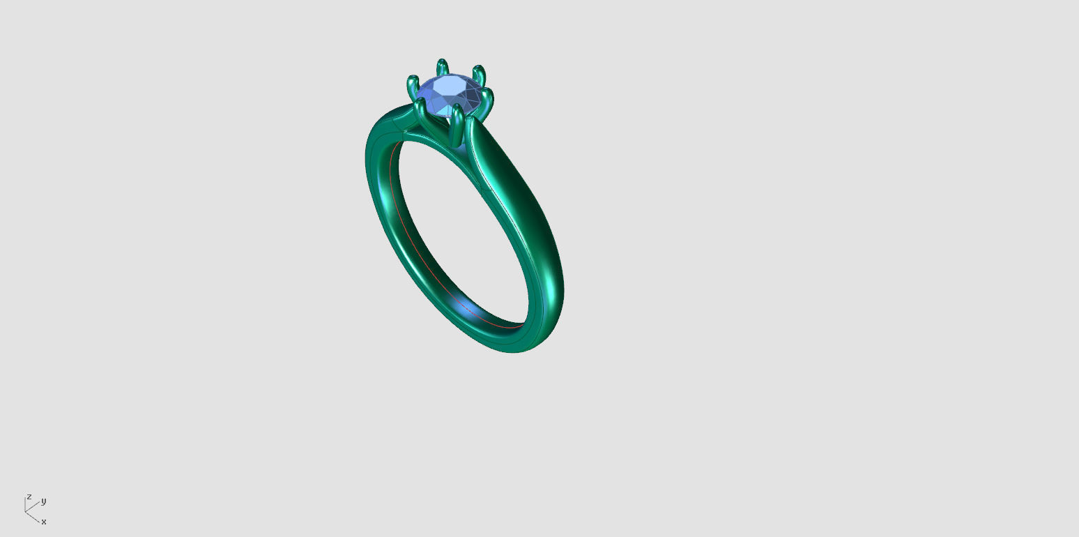 ZDR0177 engagement ring with diamond in center 3D print model_5