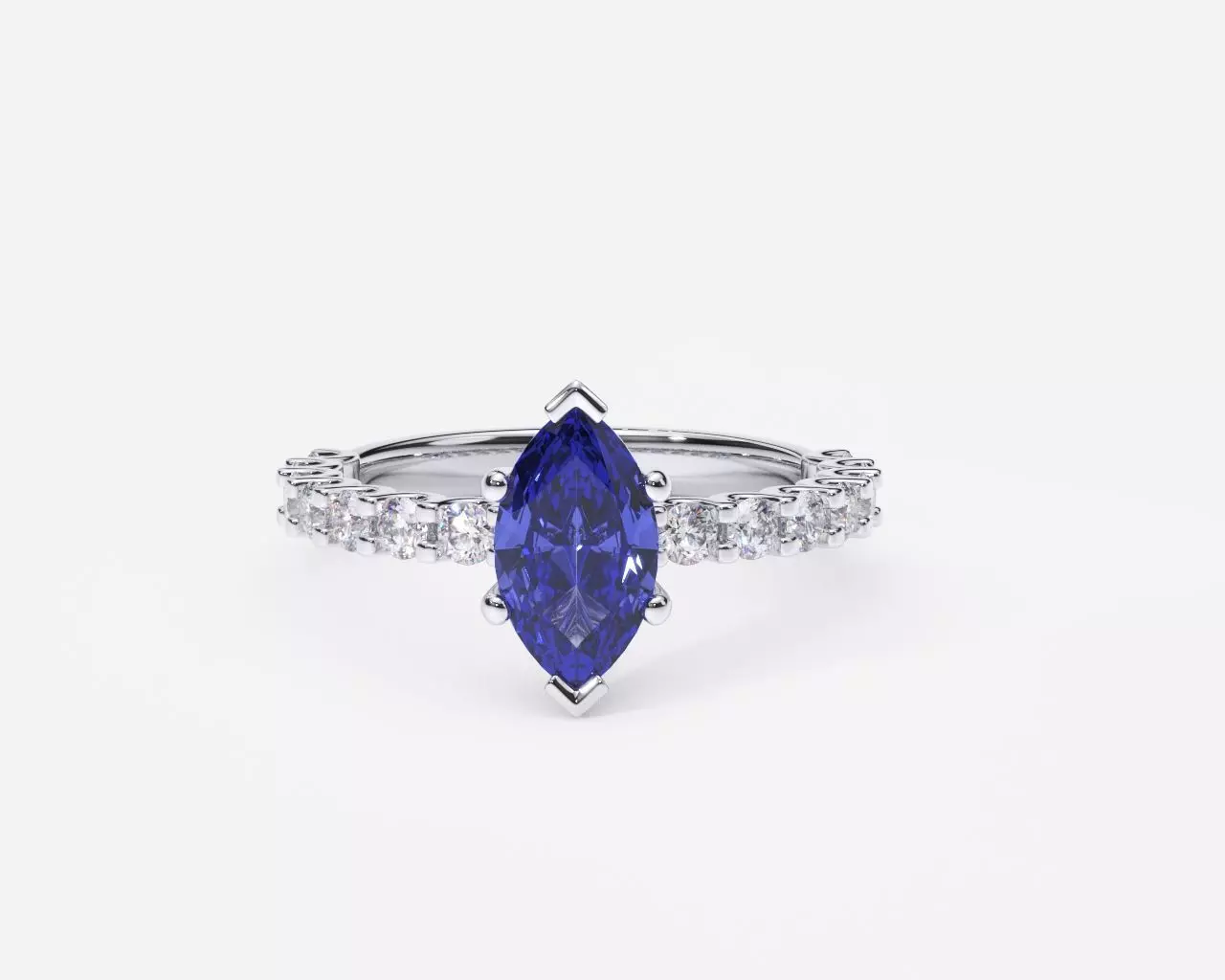 ZDR0181 marquise sapphire and diamond ring 3D print model