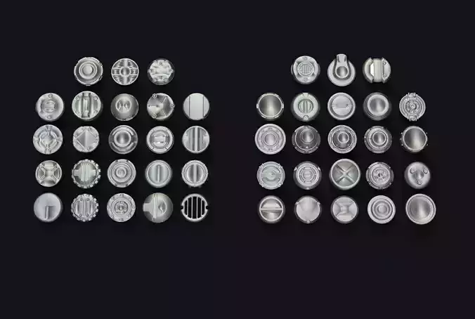 Kitbash set of silver buttons