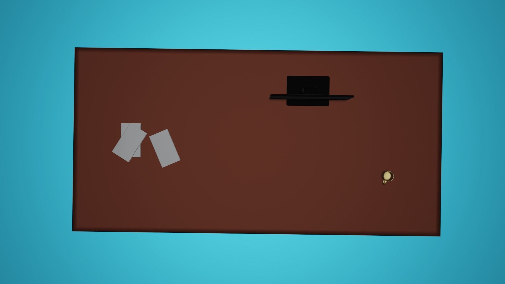 Table computer desk with drawers Low-poly 3D model_2