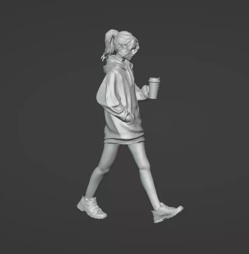 FIGURE GIRL WALKING SCALE 164 3D print model_0
