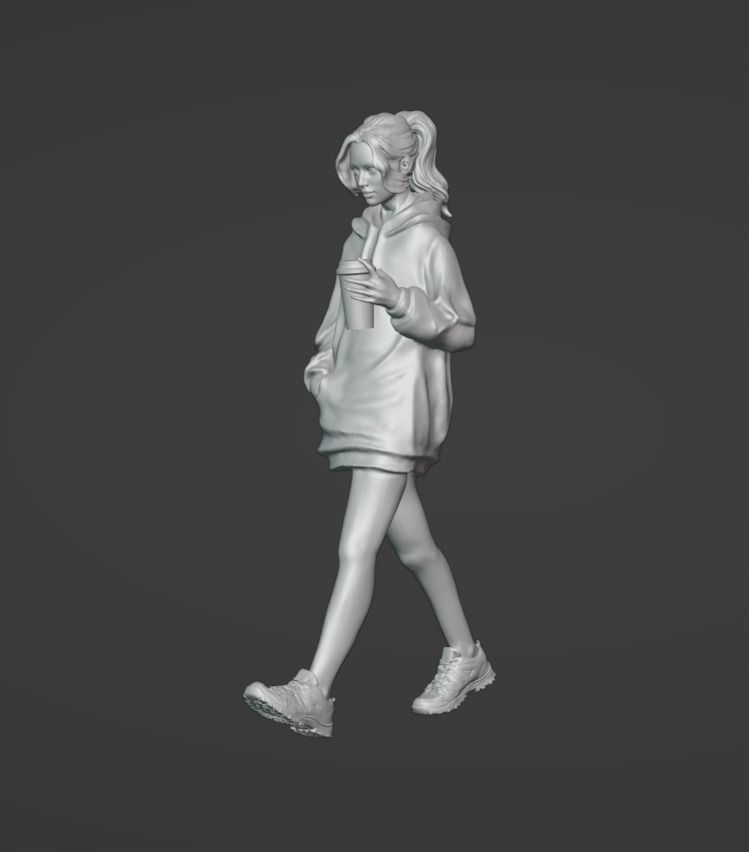 FIGURE GIRL WALKING SCALE 164 3D print model_1