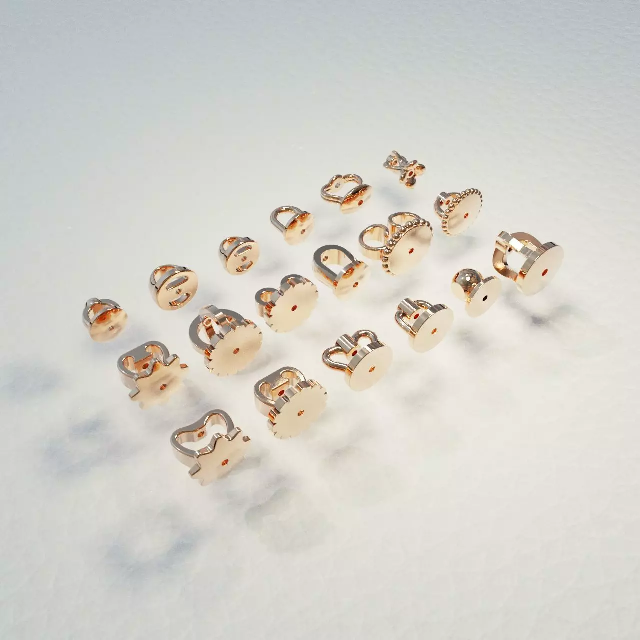 Screws for earrings 3D print model_0