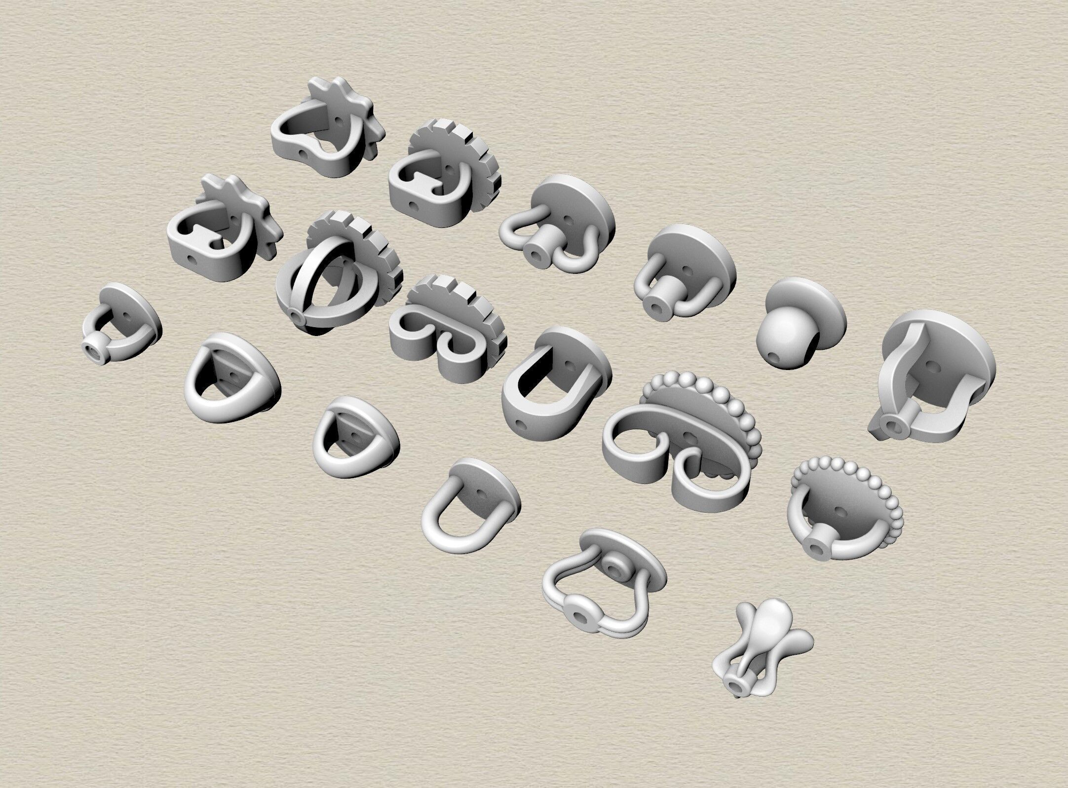 Screws for earrings 3D print model_3