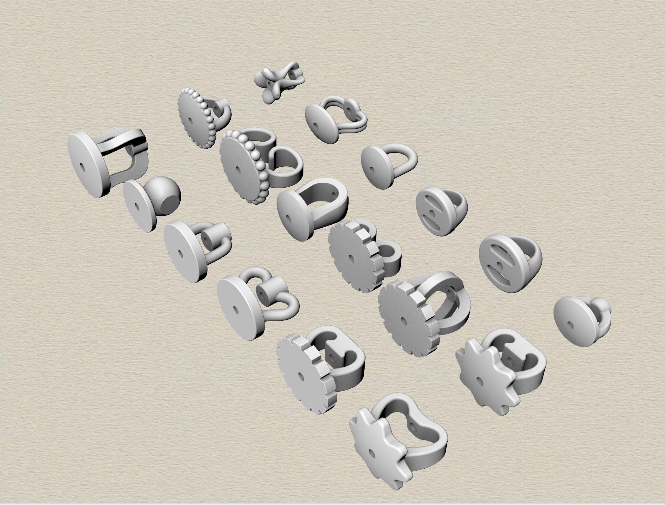 Screws for earrings 3D print model_2