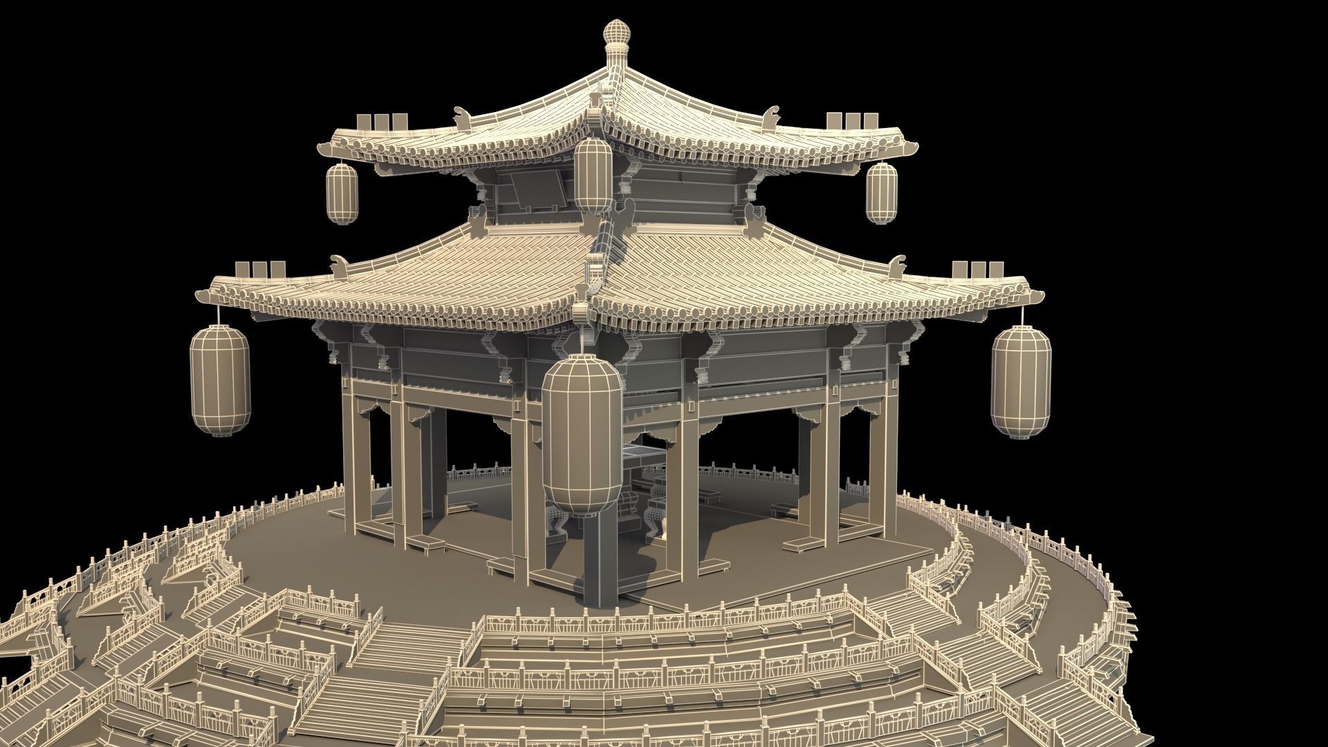 Chinese pavilion 3D model_7