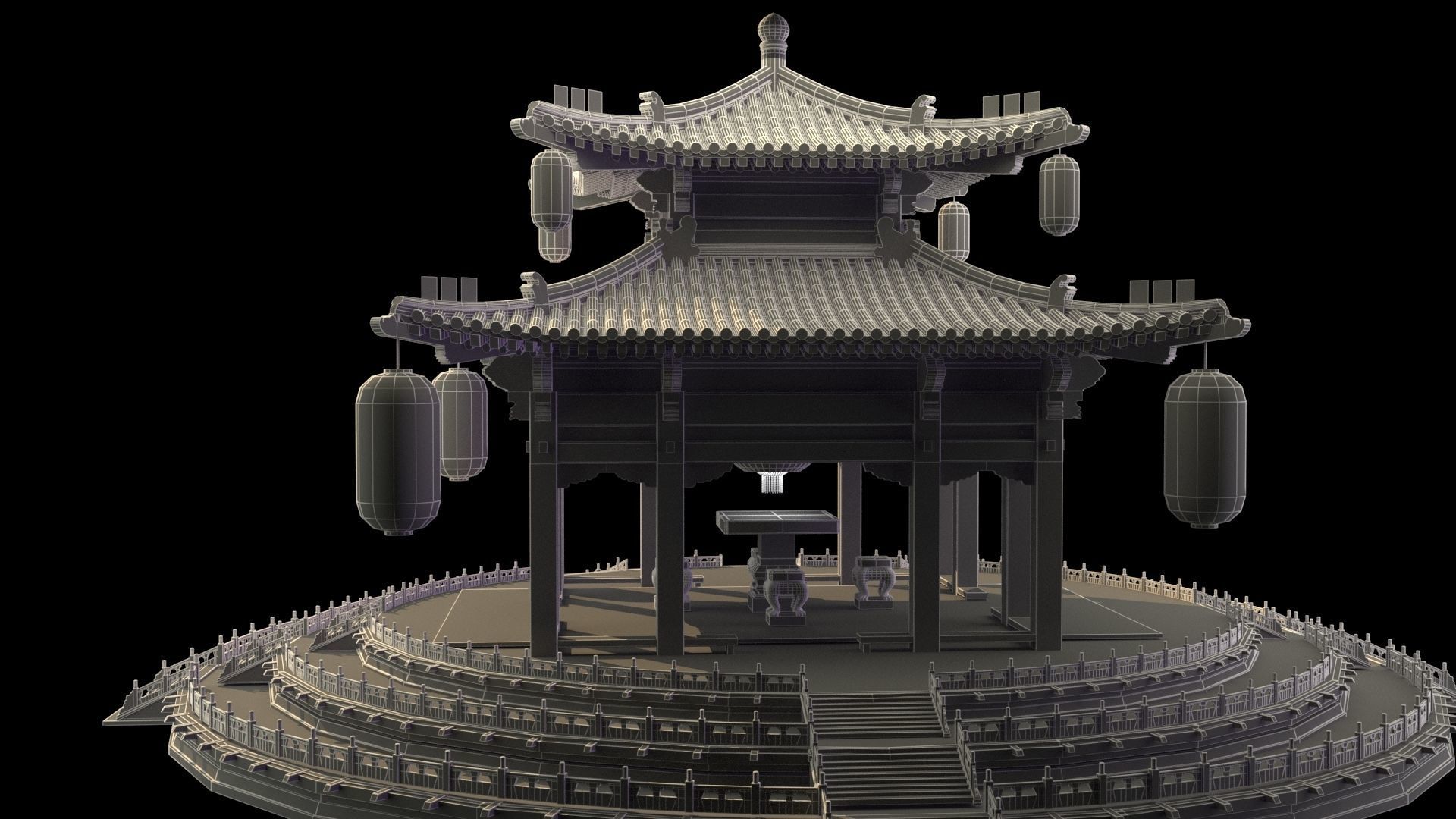 Chinese pavilion 3D model_6