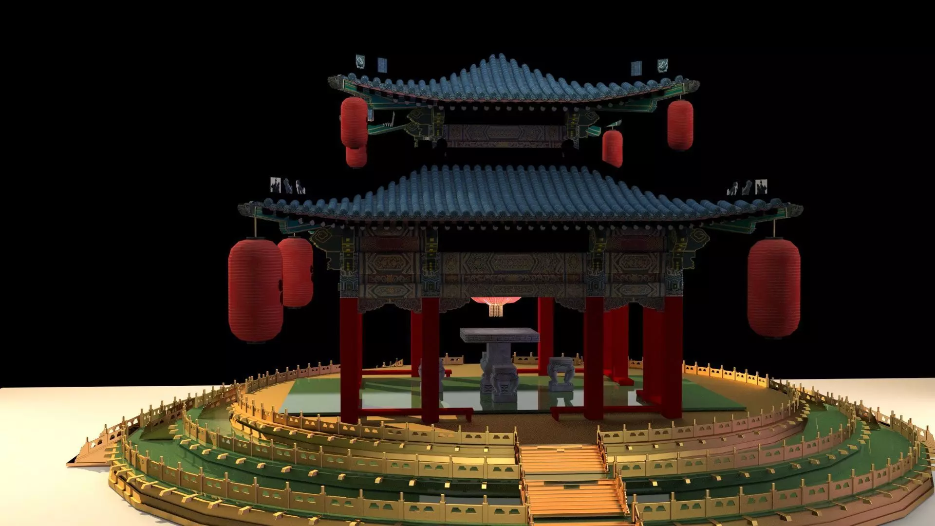 Chinese pavilion 3D model_0