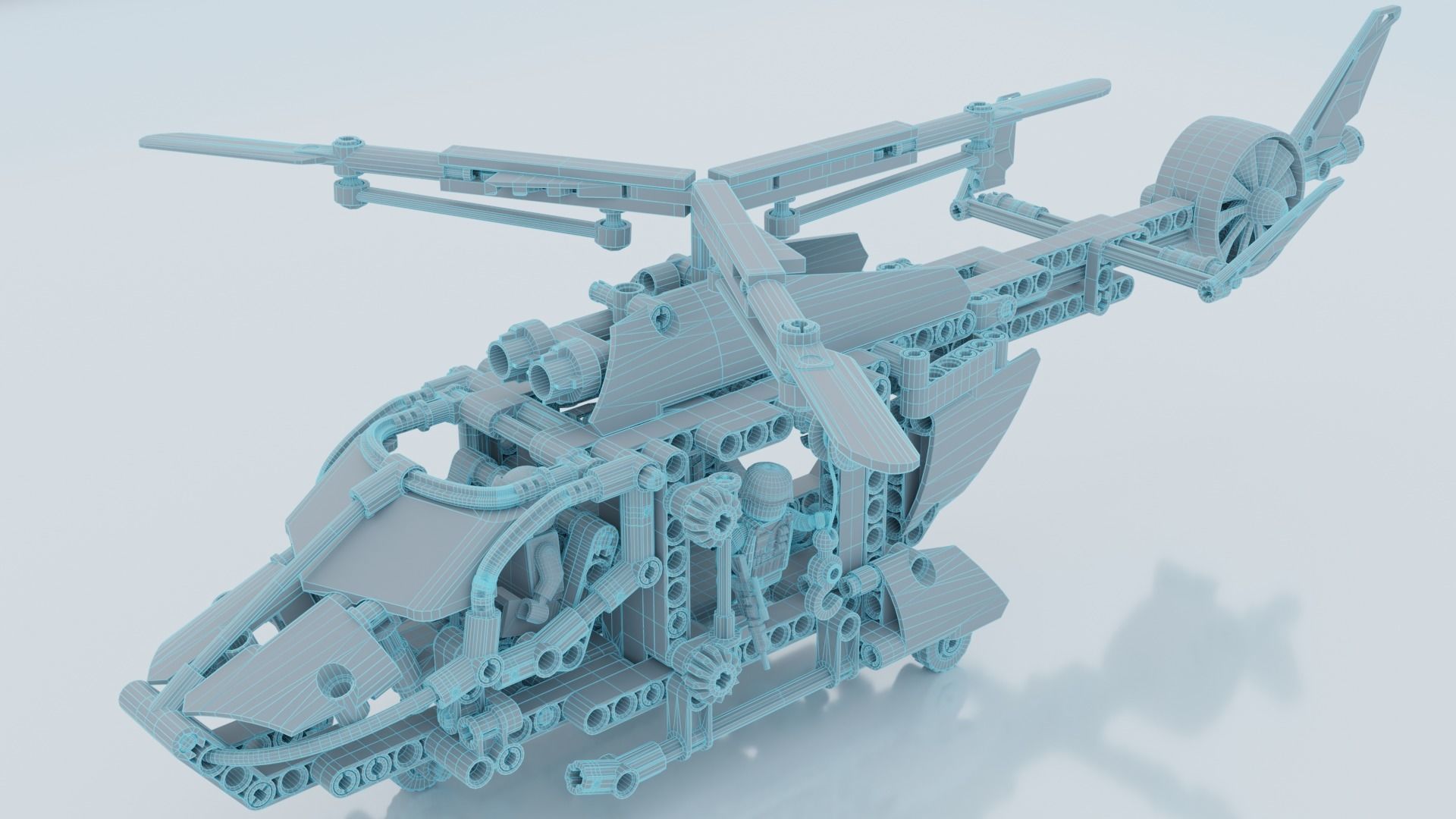 Lego Helicopter UA AIR FORCE 3D model_20