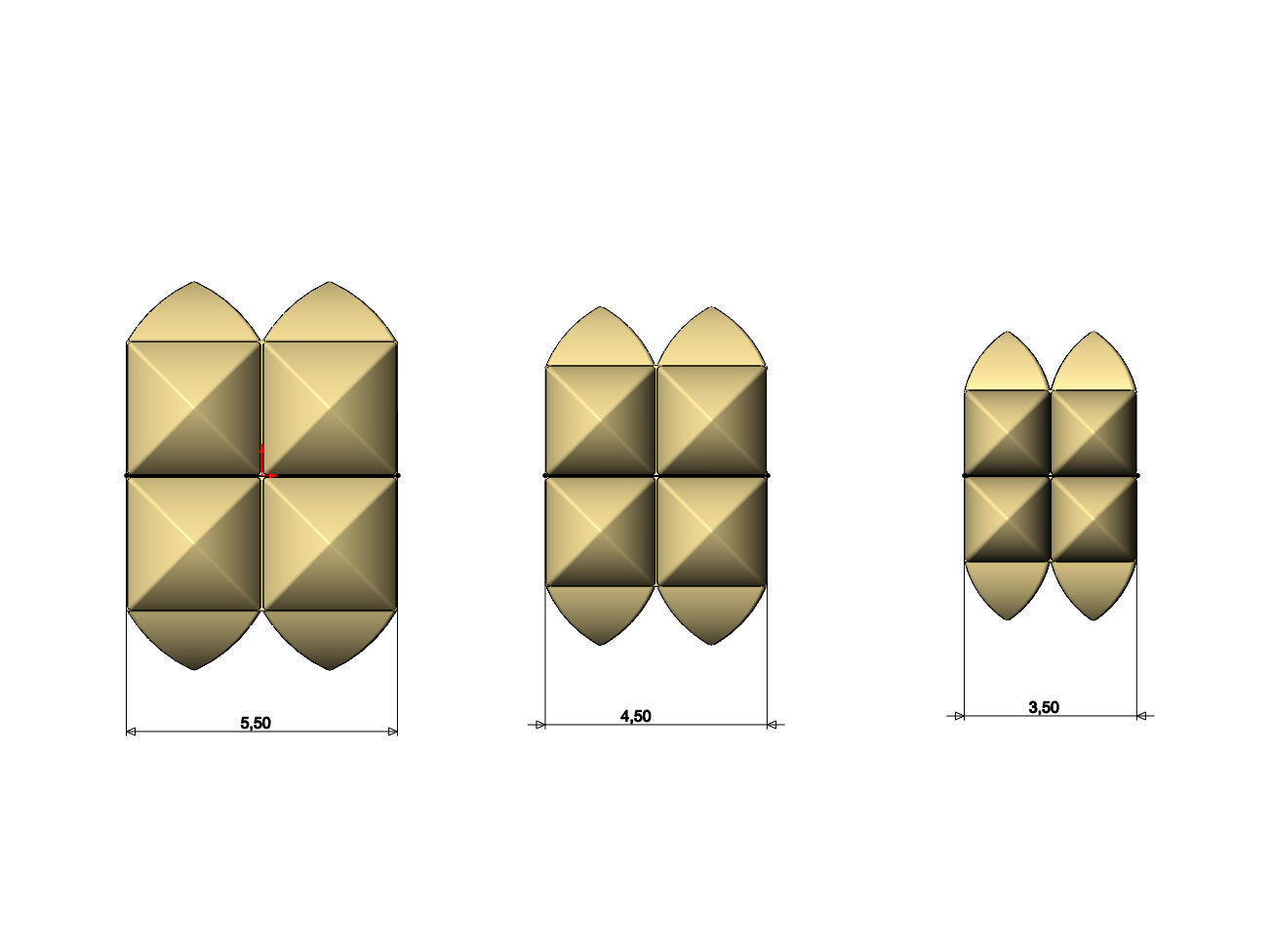 Double row studs square bracelet charm beads 3D print model_5