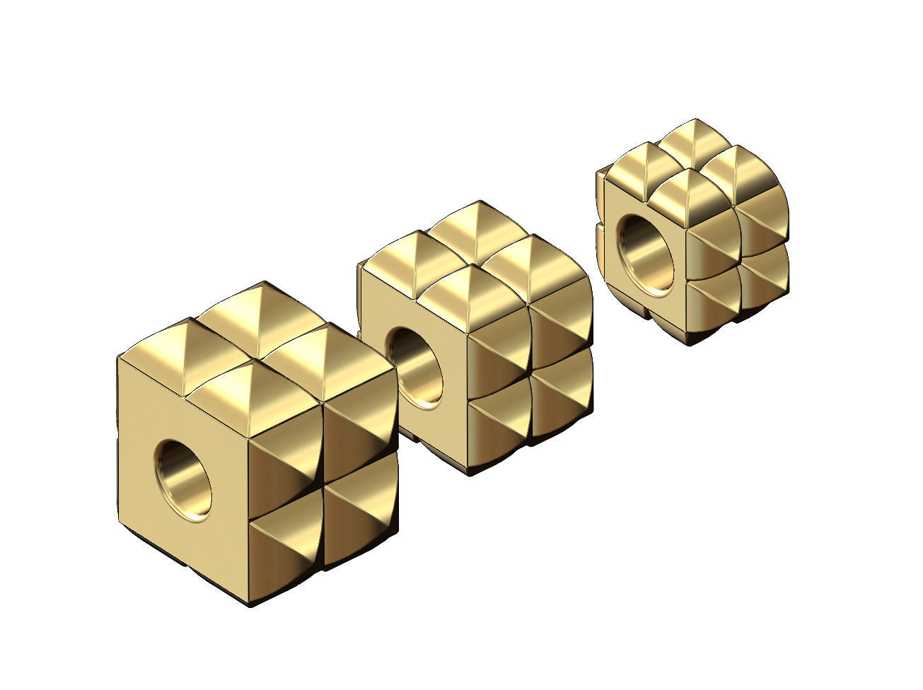 Double row studs square bracelet charm beads 3D print model_2