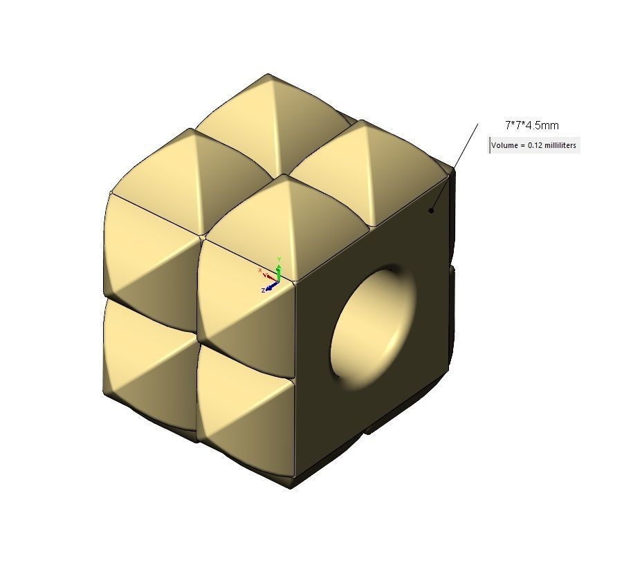 Double row studs square bracelet charm beads 3D print model_16