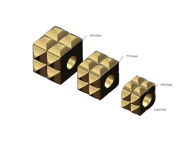 Double row studs square bracelet charm beads 3D print model
