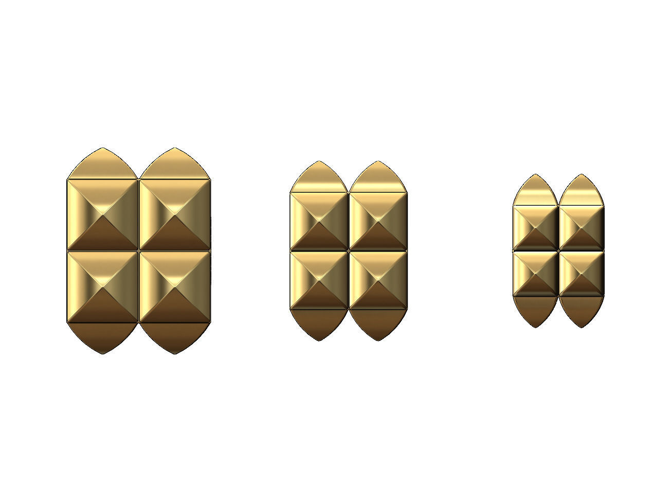 Double row studs square bracelet charm beads 3D print model_1