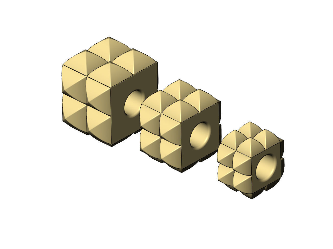Double row studs square bracelet charm beads 3D print model_4