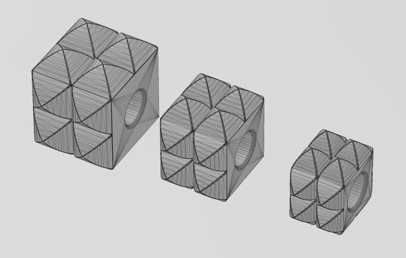 Double row studs square bracelet charm beads 3D print model_12