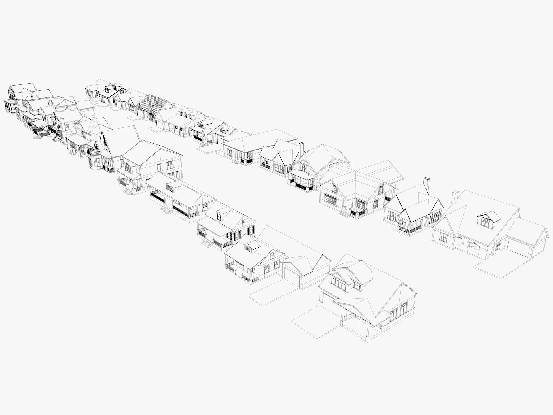 House Collection 24 Low Poly 3D model_2