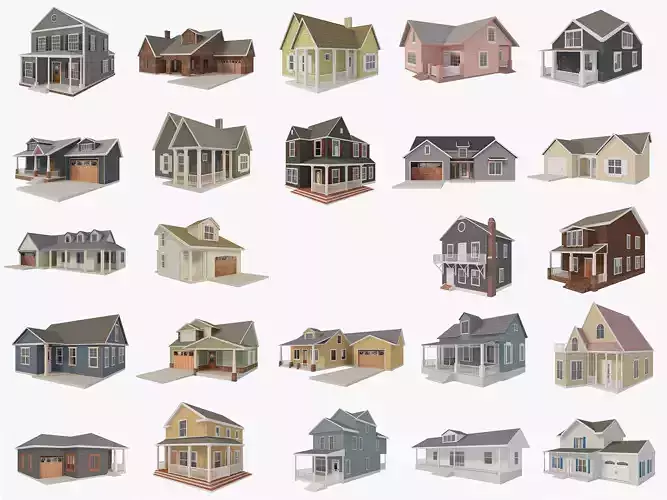 House Collection 24 Low Poly 3D model