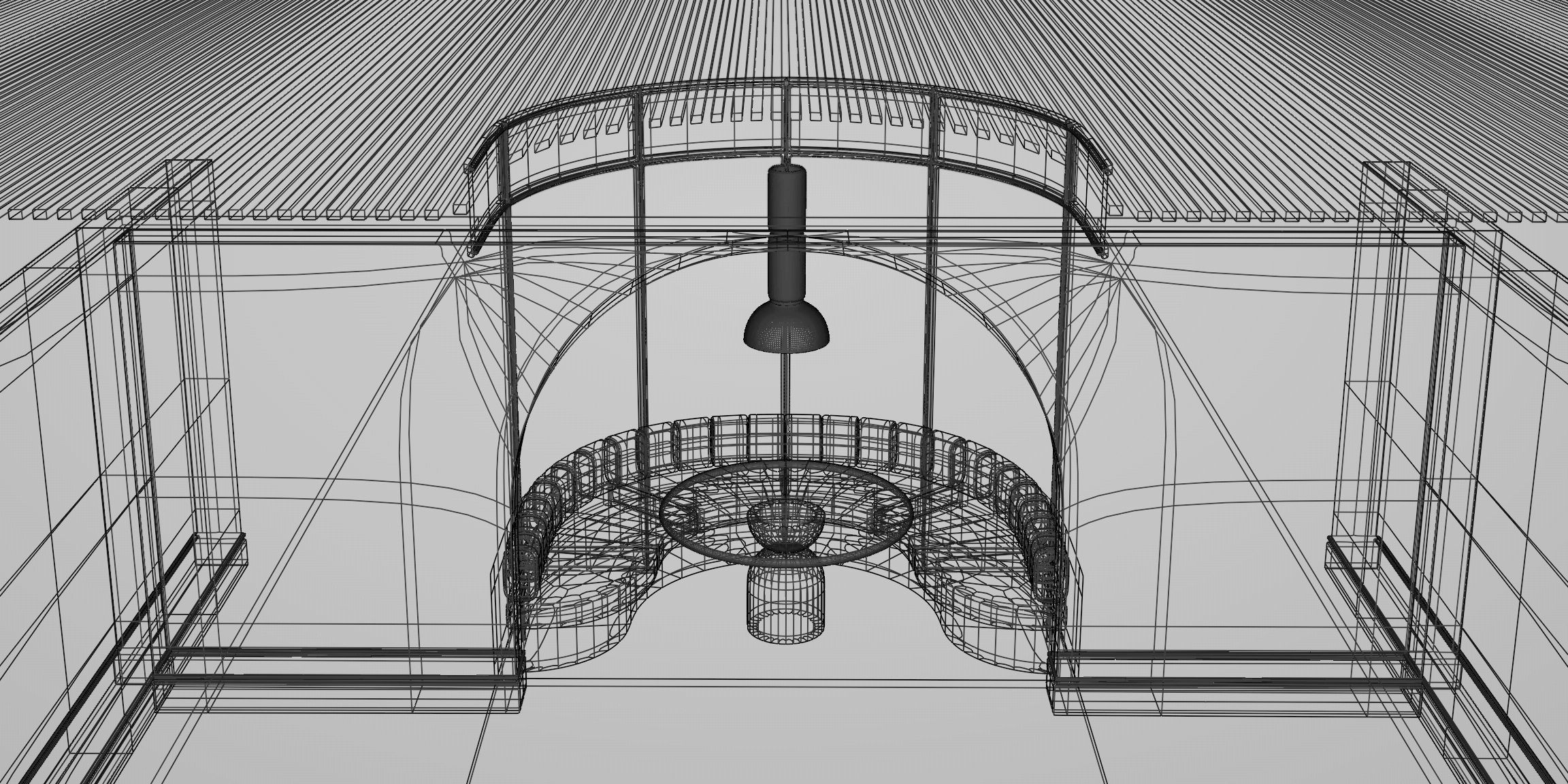 Round Nook Scene with Bell Table 3D model_4