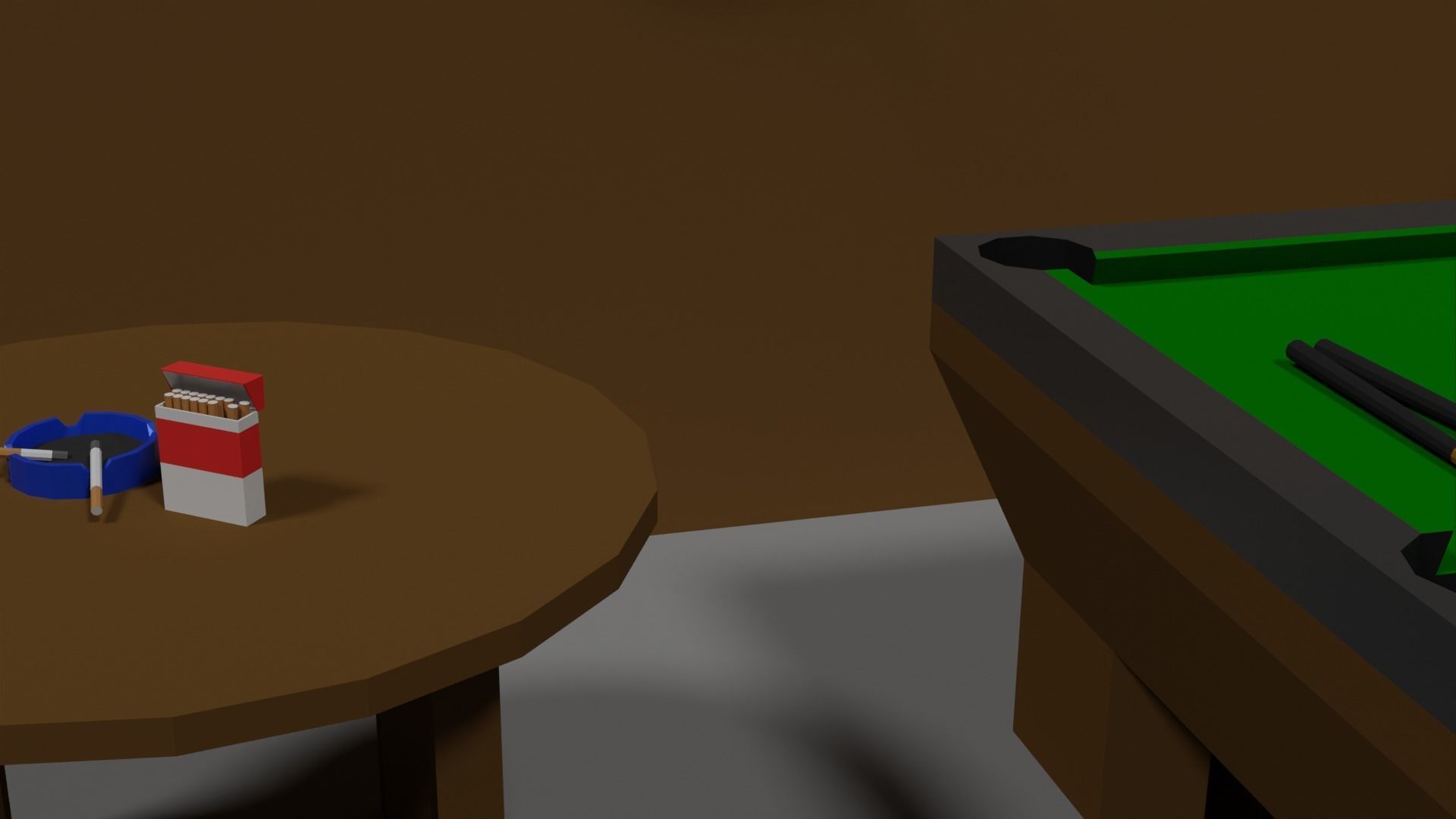 Lowpoly Hobbyroom pool table and dart board 3D model_21