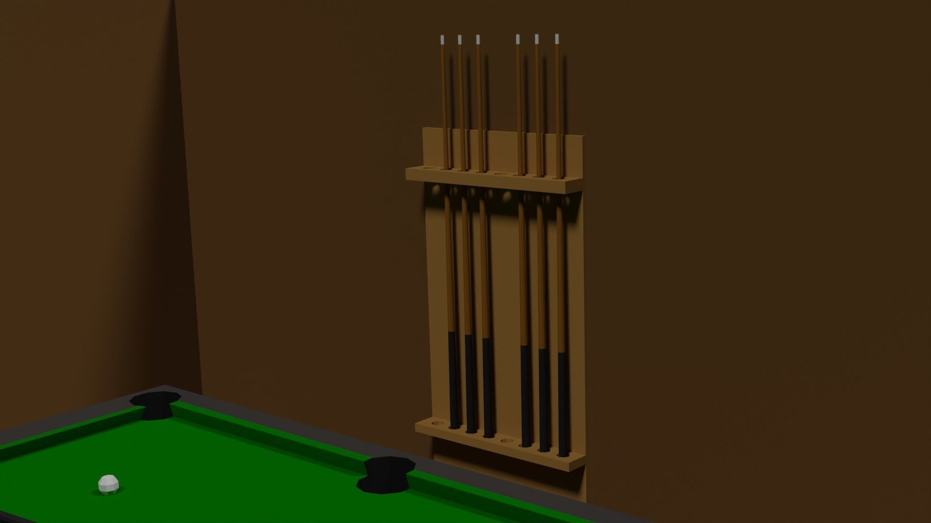 Lowpoly Hobbyroom pool table and dart board 3D model_15