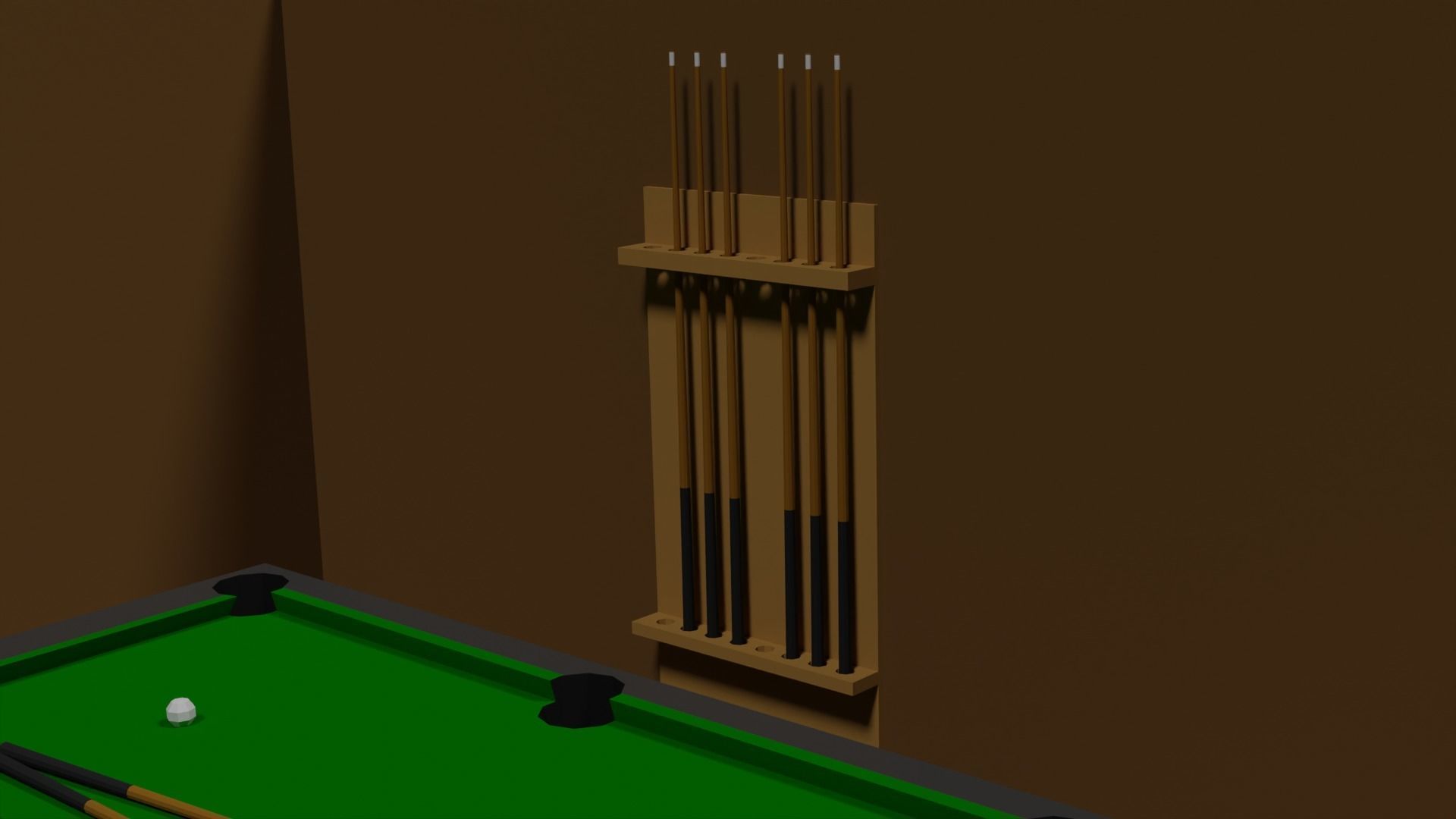 Lowpoly Hobbyroom pool table and dart board 3D model_14